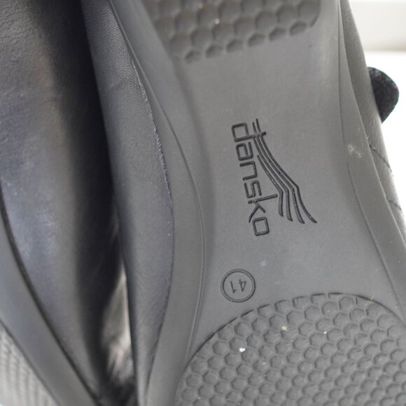 Dansko Black Leather Slip-On Comfort Shoes Size 41 Orthotic Workwear Clogs - Picture 7 of 12